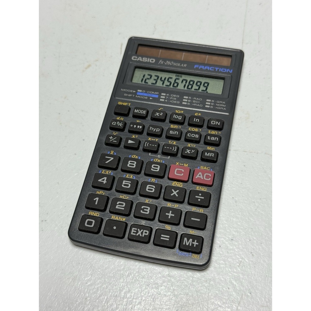 Casio FX-260‎ Solar Scientific Fraction Calculator With Case/Cover Tested